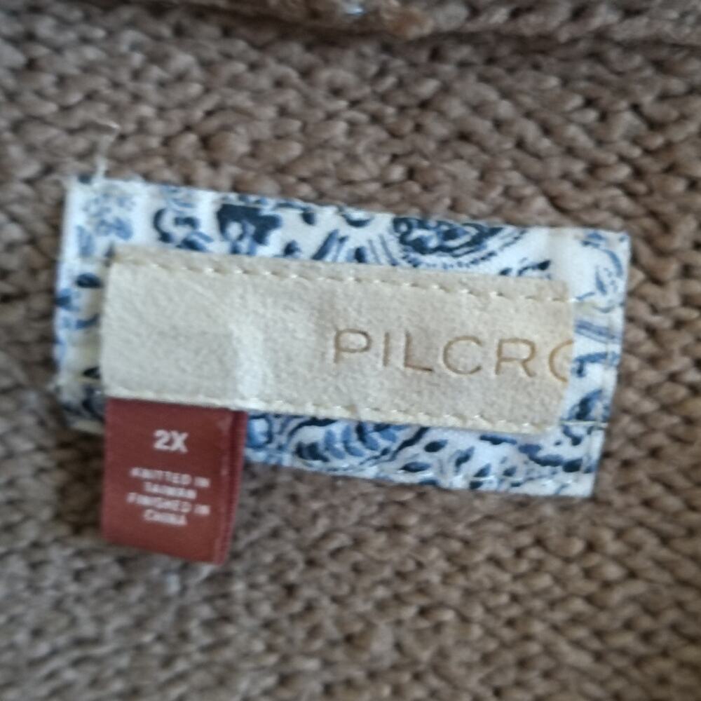 Anthropologie Pilcro Boho Western Cable Knit Cardigan Sweater 2X Oversized Beige - Picture 4 of 5